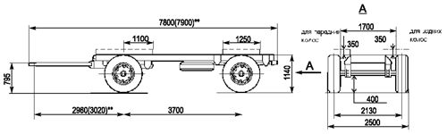 Прицеп МАЗ 8925 00 - 1015 (- 1016) для фургонов и спецоборудования, платформа для специального оборудования