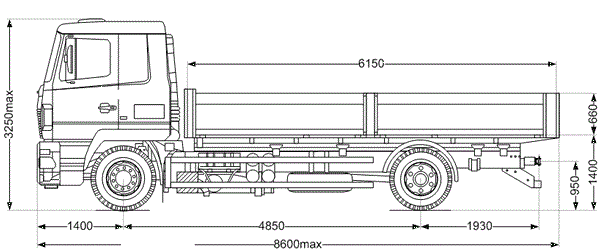 грузовой МАЗ 5340H3 размеры 