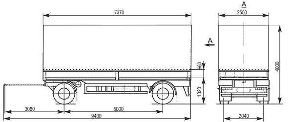 Прицеп тентовый размеры МАЗ-870110-3010 схема