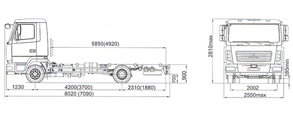 Шасси 4х2 МАЗ – 4371P2-440-000 (-001) (-011) схема