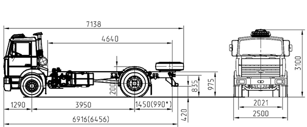 МАЗ 5337W3-440 шасси 4х2 схема