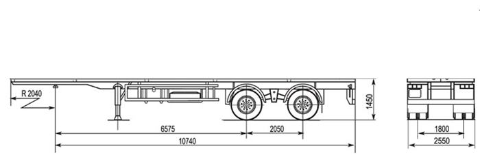 размерная схема МАЗ – 938660-10xx прицеп тентовый бортовой
